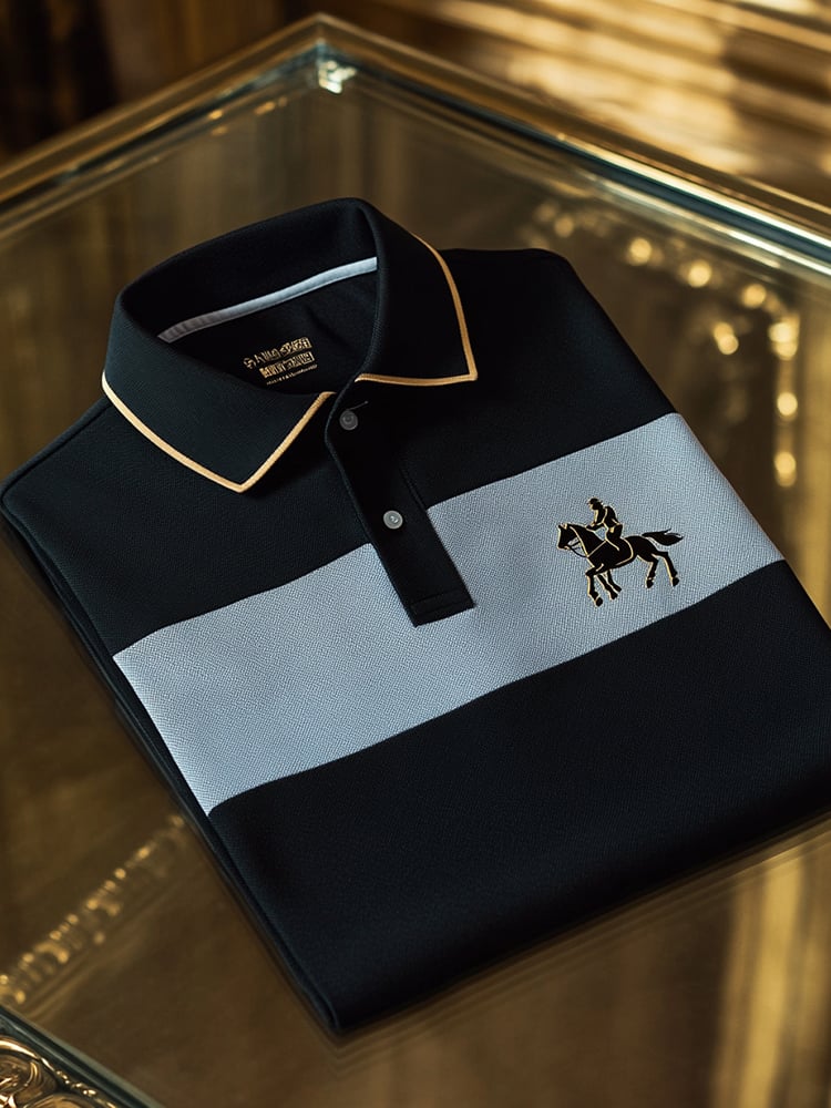 Camisa polo clásico ejecutivo Check Logo Button de manga corta para hombre