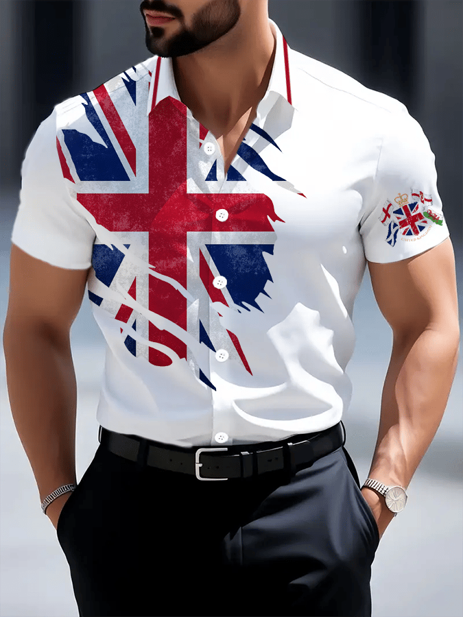 Camisa U.K. casual de manga corta para hombre