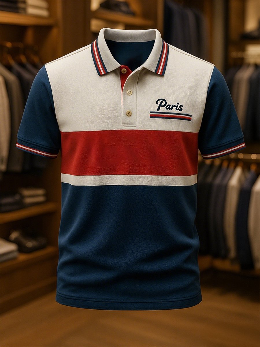 Camisa polo ejecutivo casual Union Jack Button de manga corta para hombre