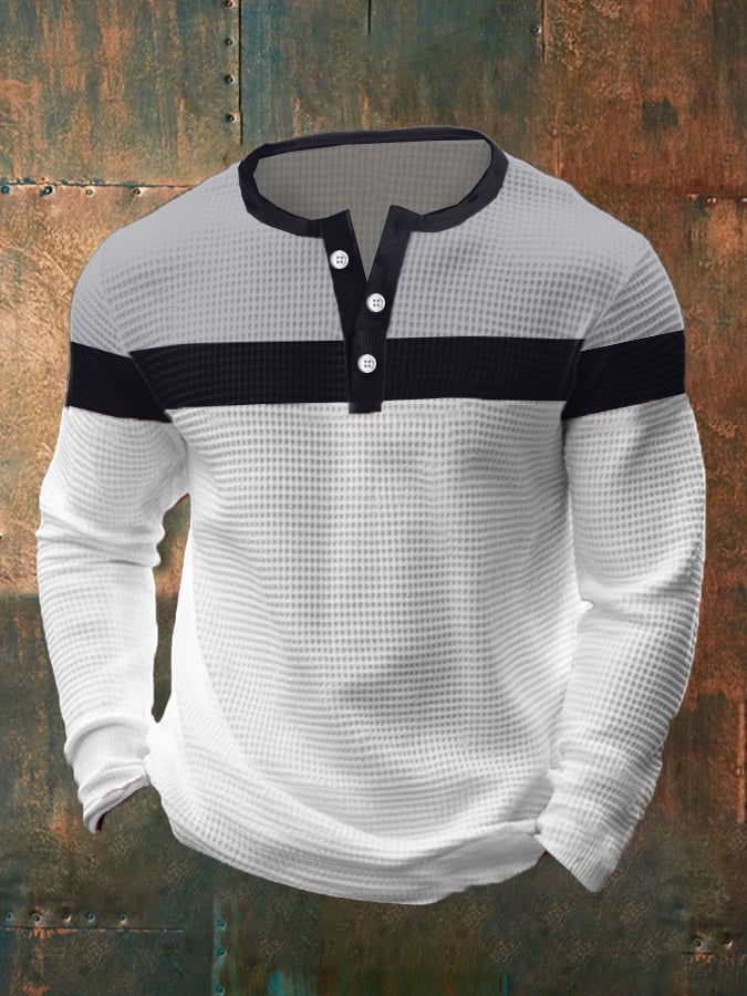 Ejecutivo casual Contrast Waffle Henley para hombre
