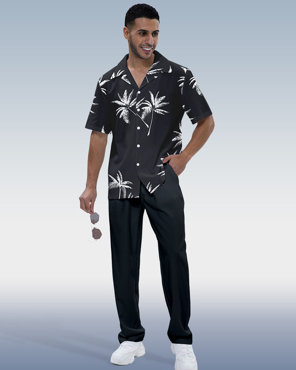 Camisa Rianmond Hawaiian estampado de manga corta Walking Set 3 Colors 415 para hombre