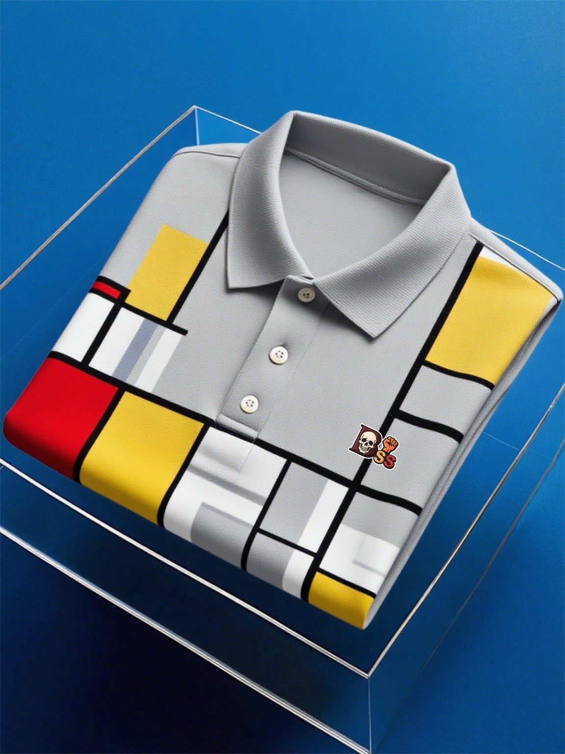 Camisa polo ejecutivo casual Artistic Button de manga corta para hombre