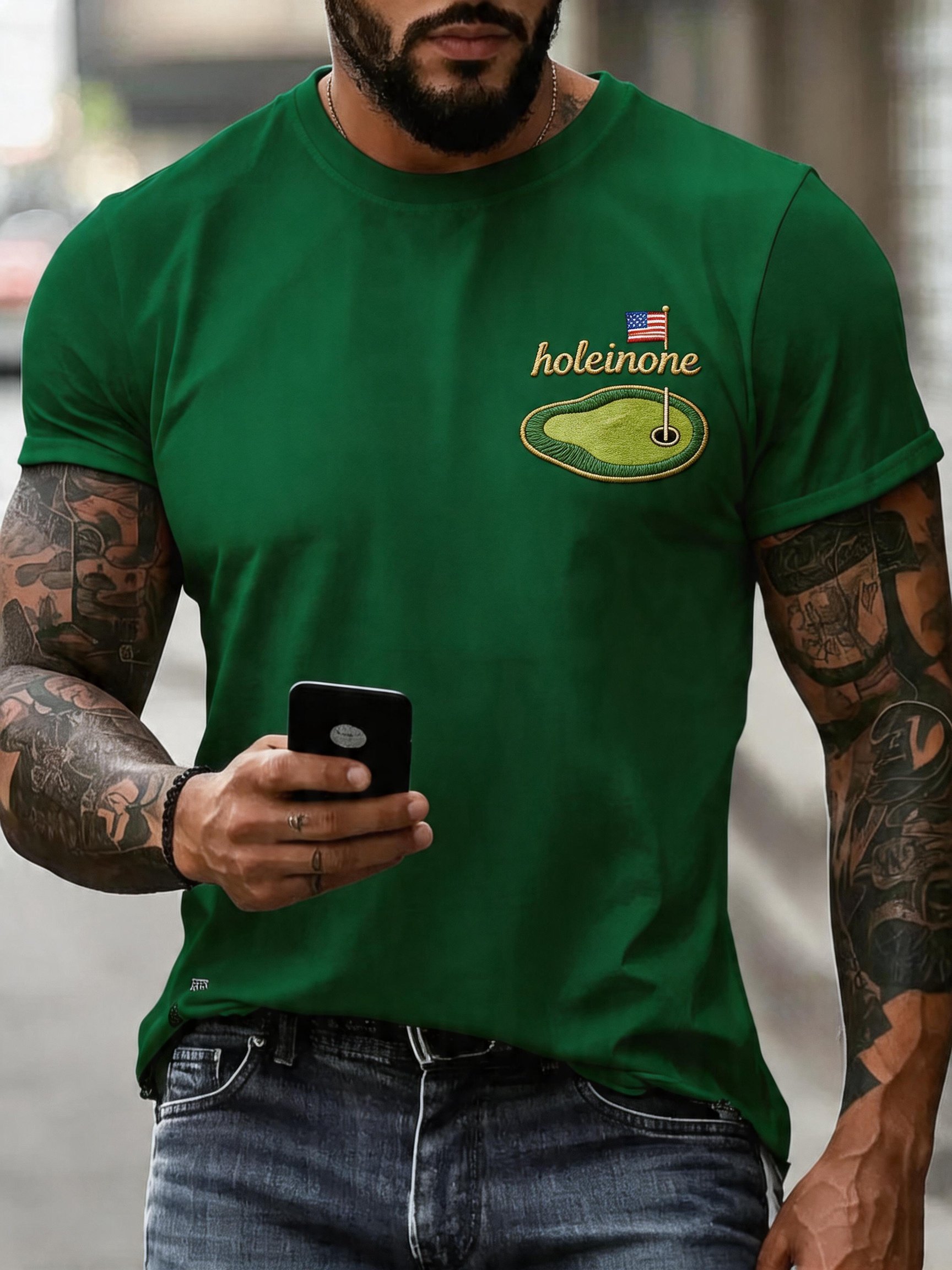 Camiseta Golf Club Style Graphic Crew Neck de manga corta para hombre