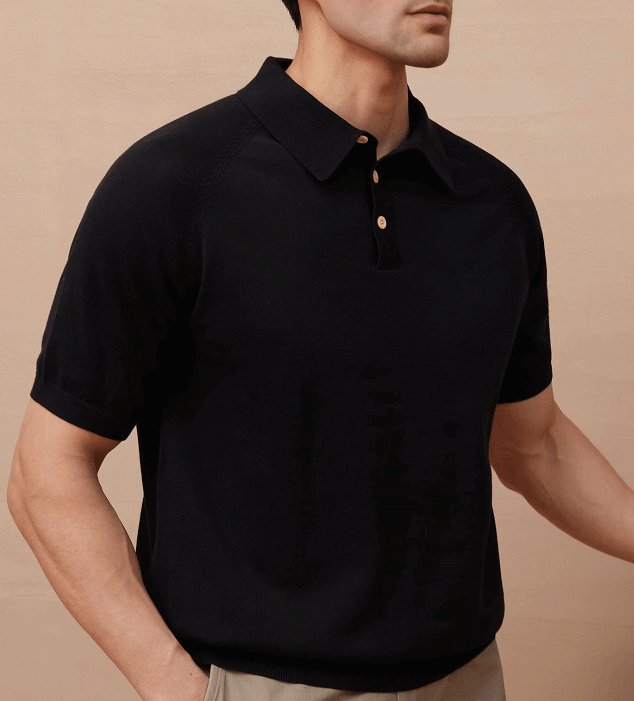 Gentletejido de manga corta tejidoted Polo