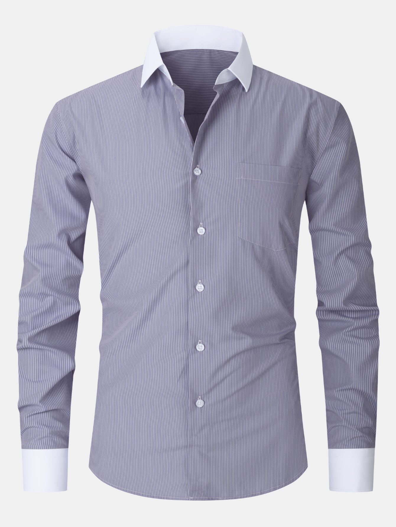 Camisa de vestir rayas Contrast Collar