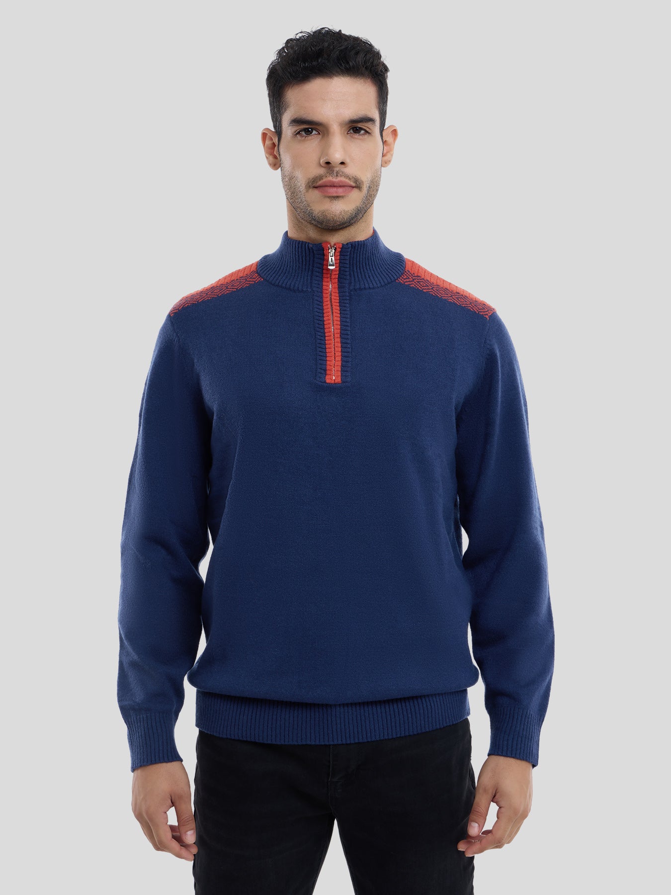 Gentletejido Half-Zip Contrast Color Sweater
