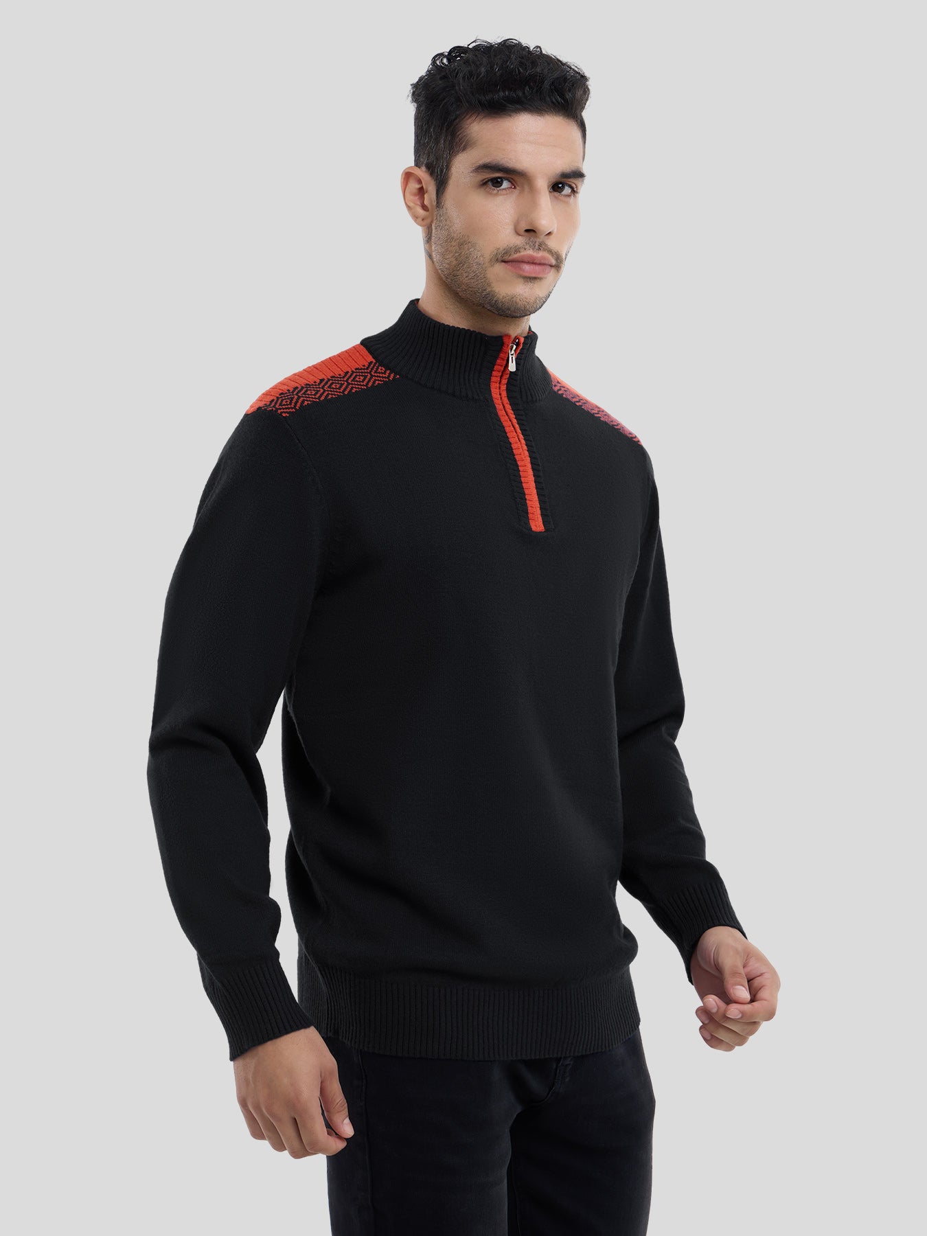 Gentletejido Half-Zip Contrast Color Sweater