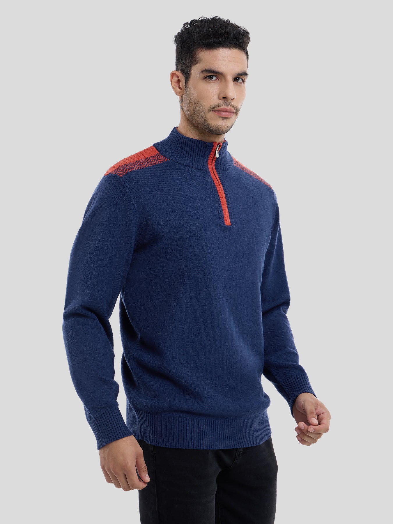 Gentletejido Half-Zip Contrast Color Sweater