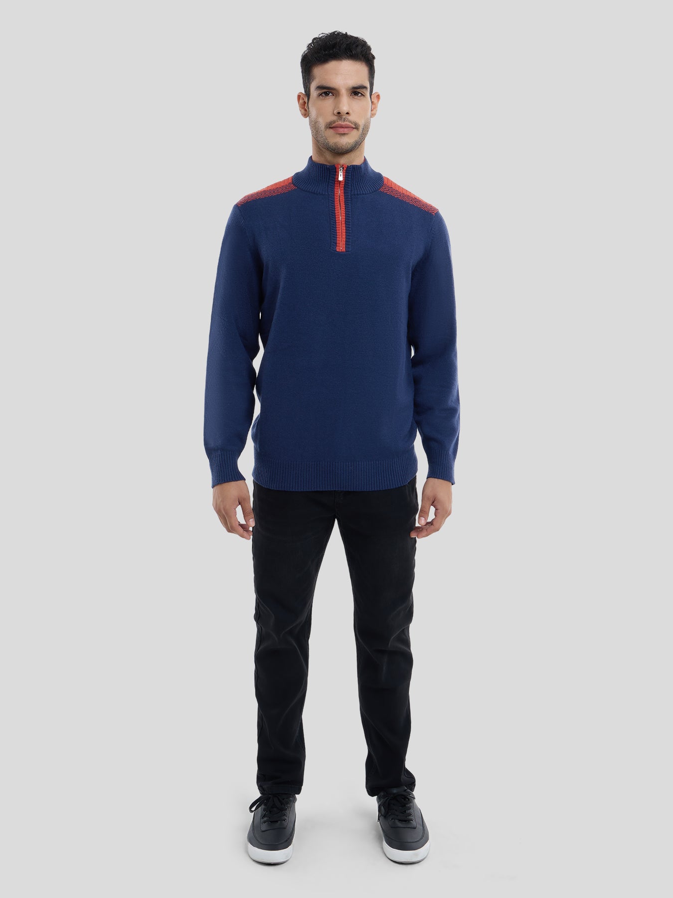 Gentletejido Half-Zip Contrast Color Sweater