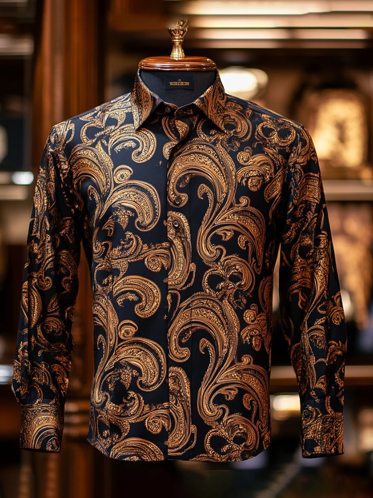 Camisa casual Abstract estampado de manga larga para hombre