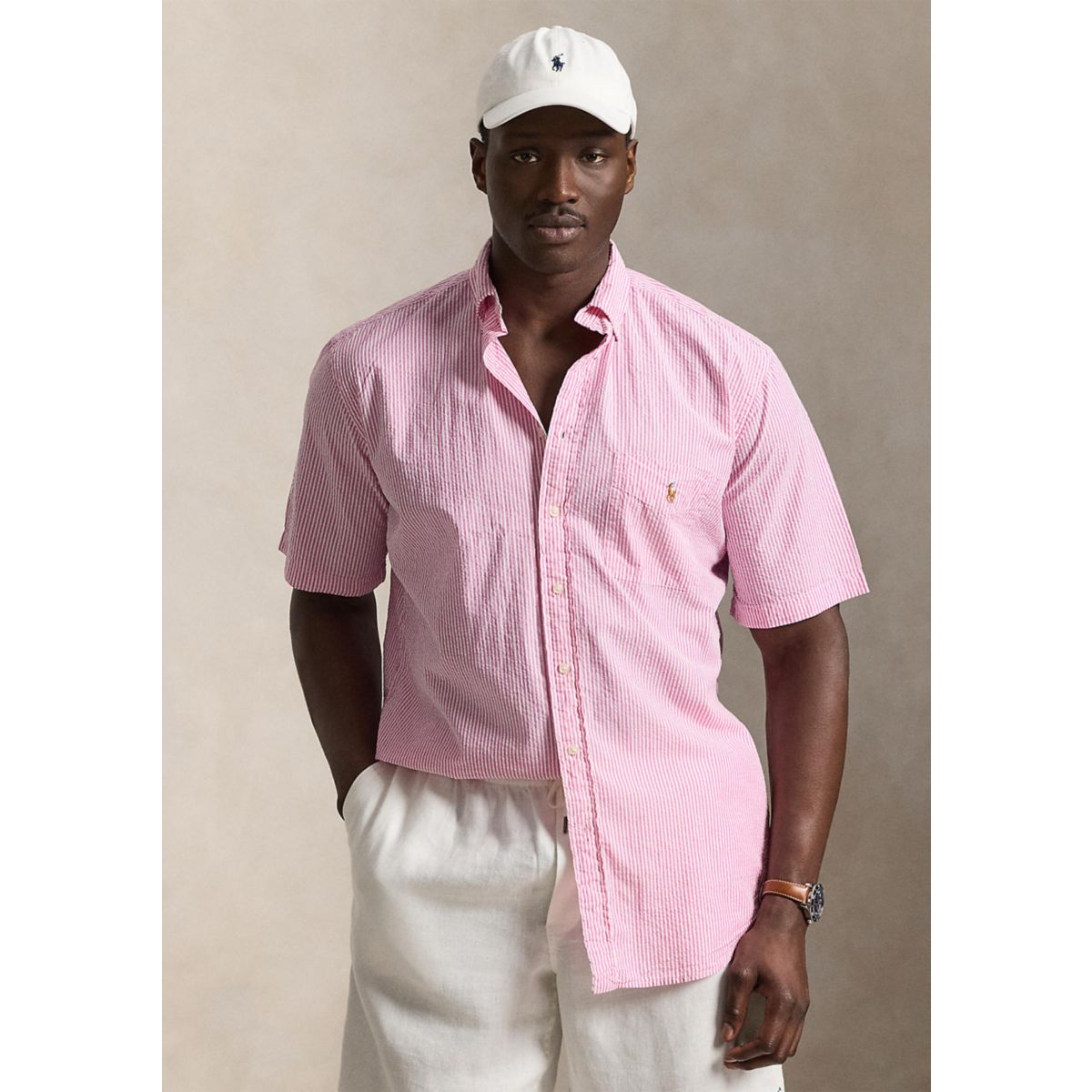 Big & Tall RL Prepster Striped Seersucker Shirt - 1