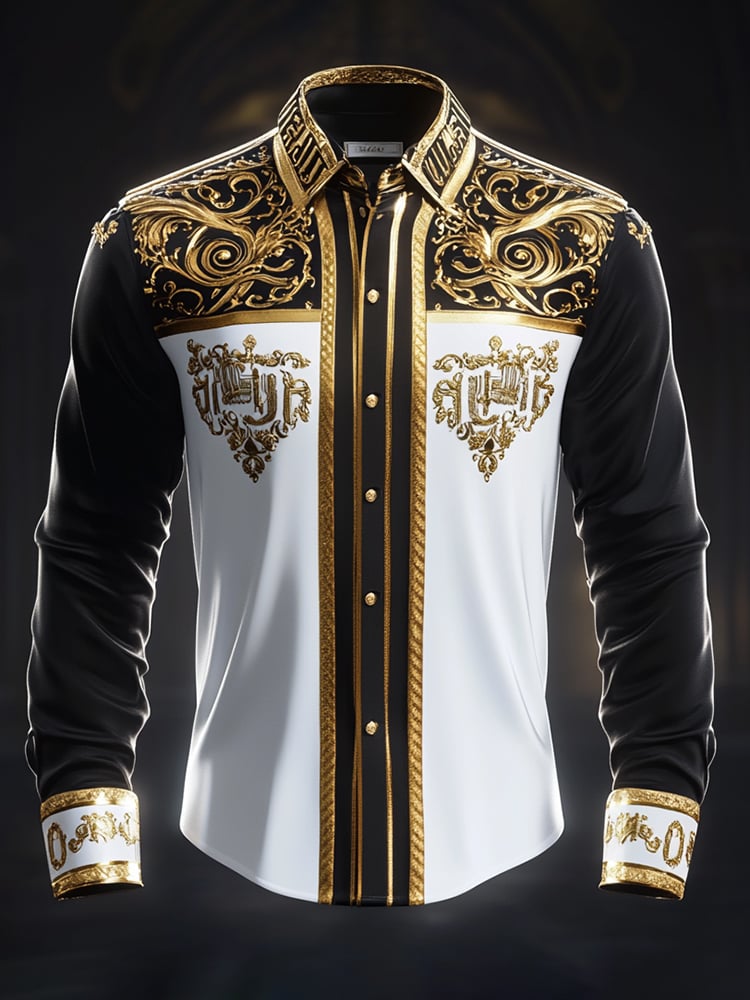 Camisa satén Luxe de manga larga con botones para hombre