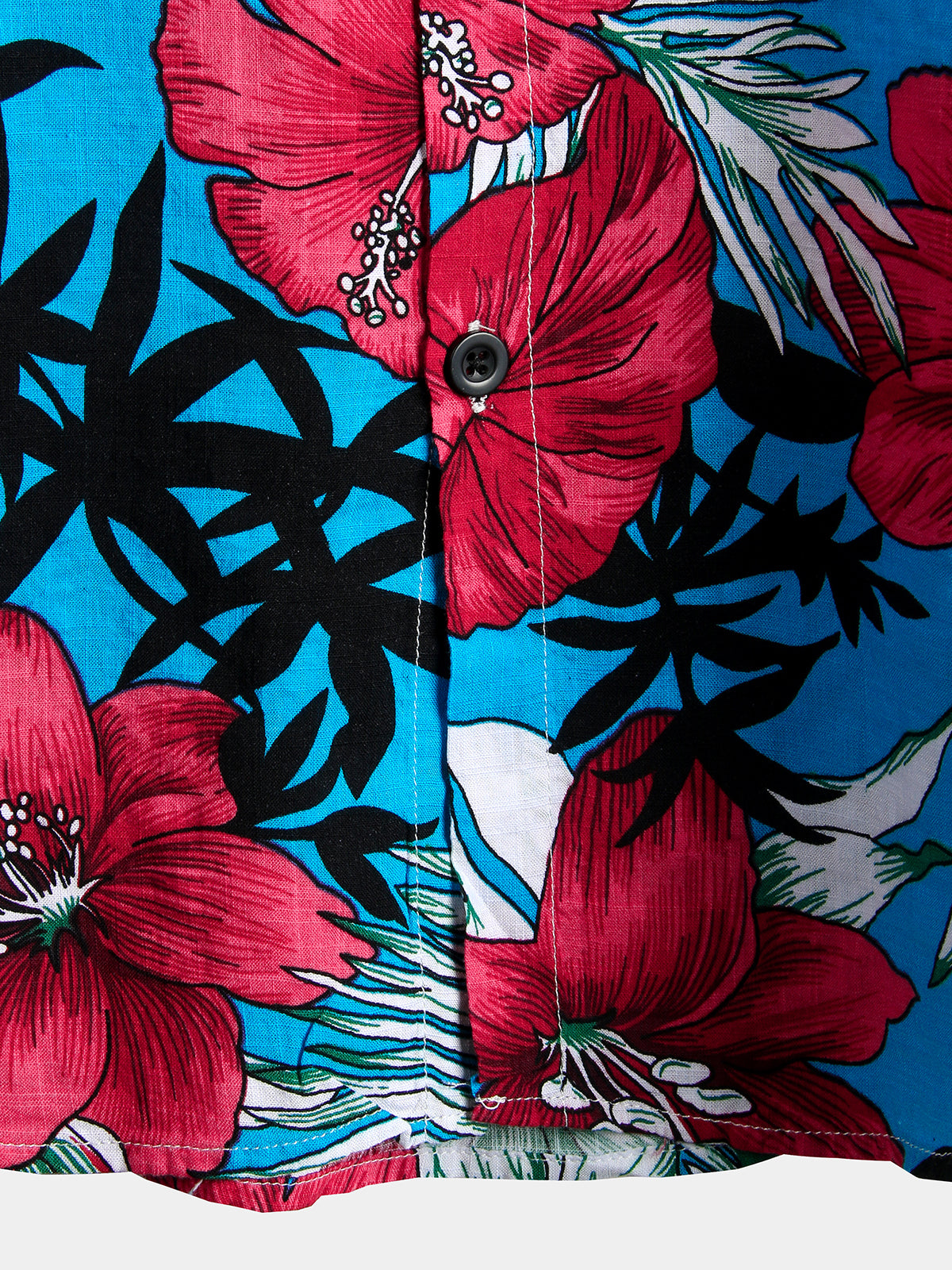 Camisa Blue Flower Tropical Hawaii de algodón de manga corta para hombre