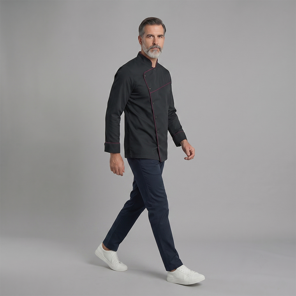 Camisa de vestir holgado-Fit de manga larga Multi-Button para hombre
