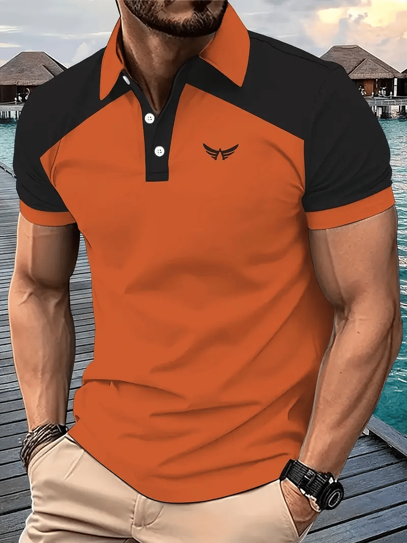 Camisa polo clásico ejecutivo Logo Button de manga corta para hombre