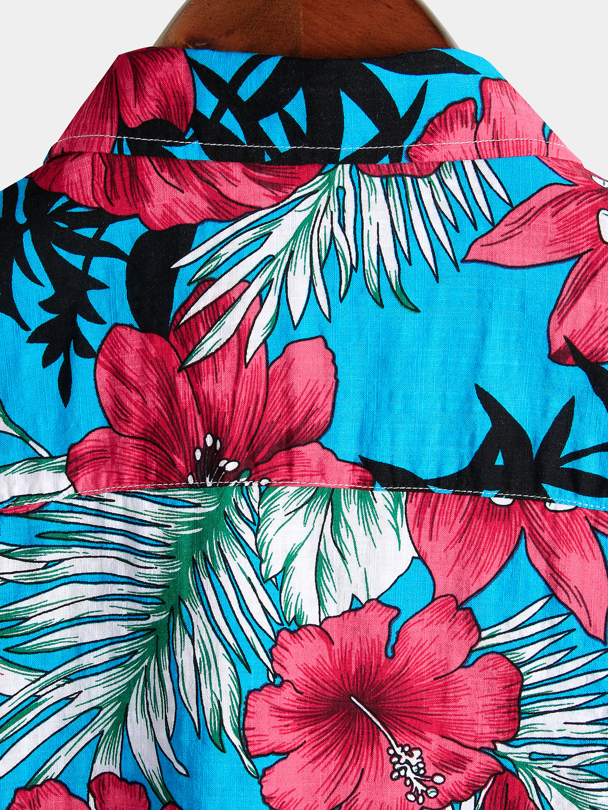 Camisa Blue Flower Tropical Hawaii de algodón de manga corta para hombre