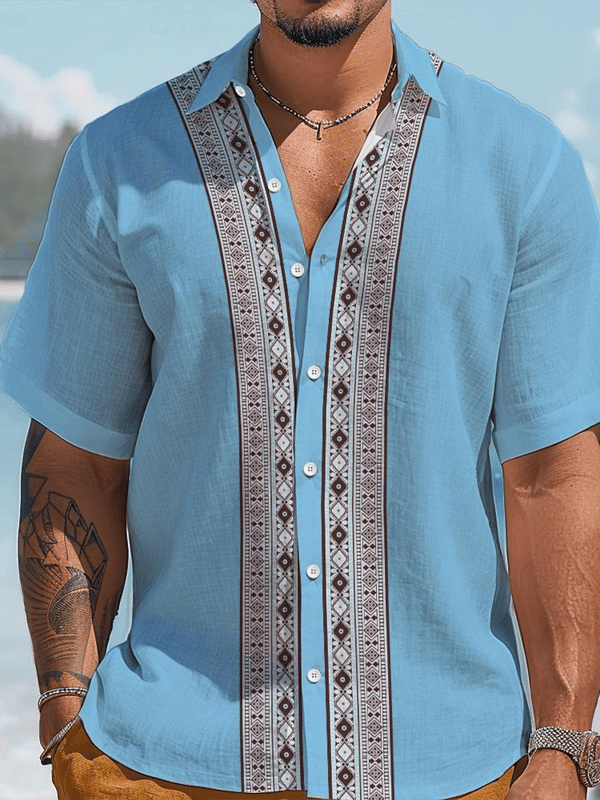 Camisa retro Hawaiian Vacation de manga corta para hombre
