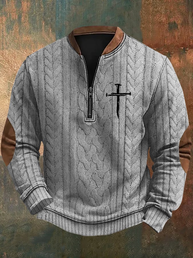 Sudadera Faith Cross estampado cierre Neck tejido para hombre