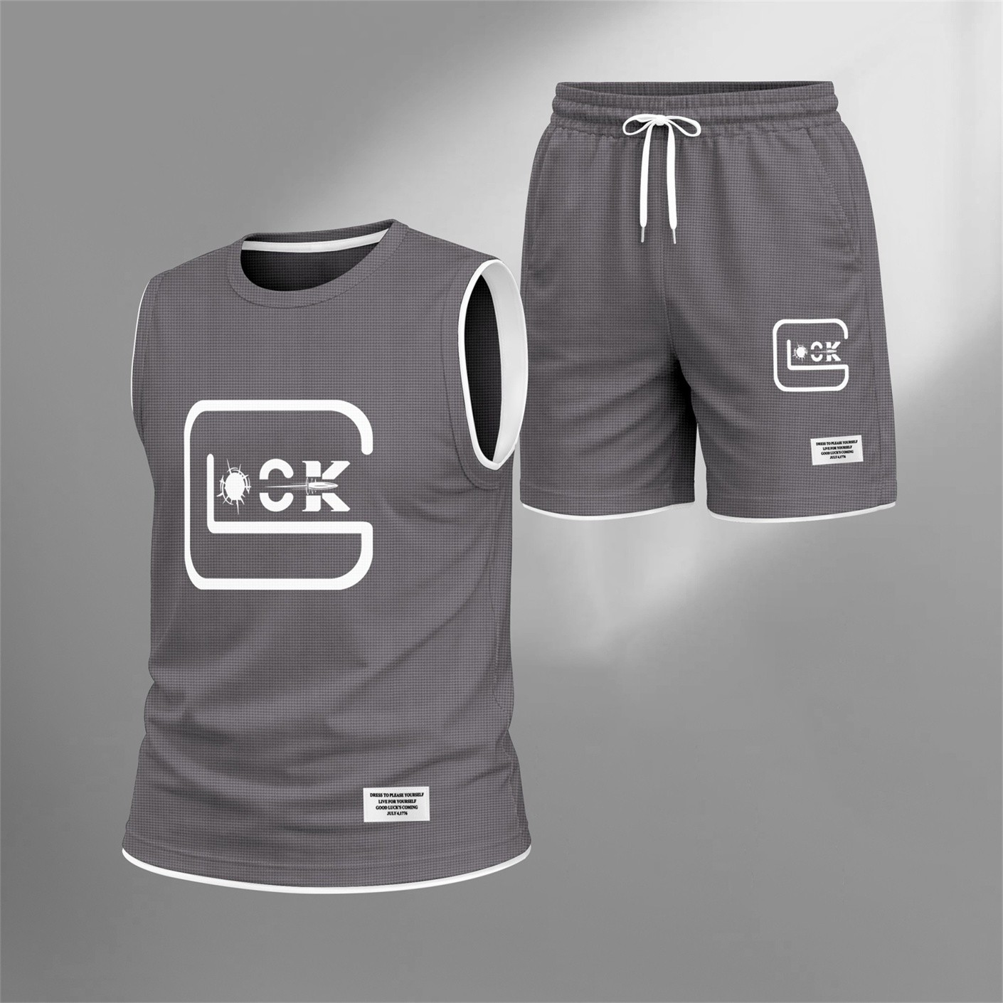 Shorts Matching Graphic Tank Top and Set, 2 Piece casual Sleeveless Outfit for Summer, Regular Fit Streetwear Clothing Set, suave transpirable Everyday Wear for Gym Travel Beach Vacation para hombre