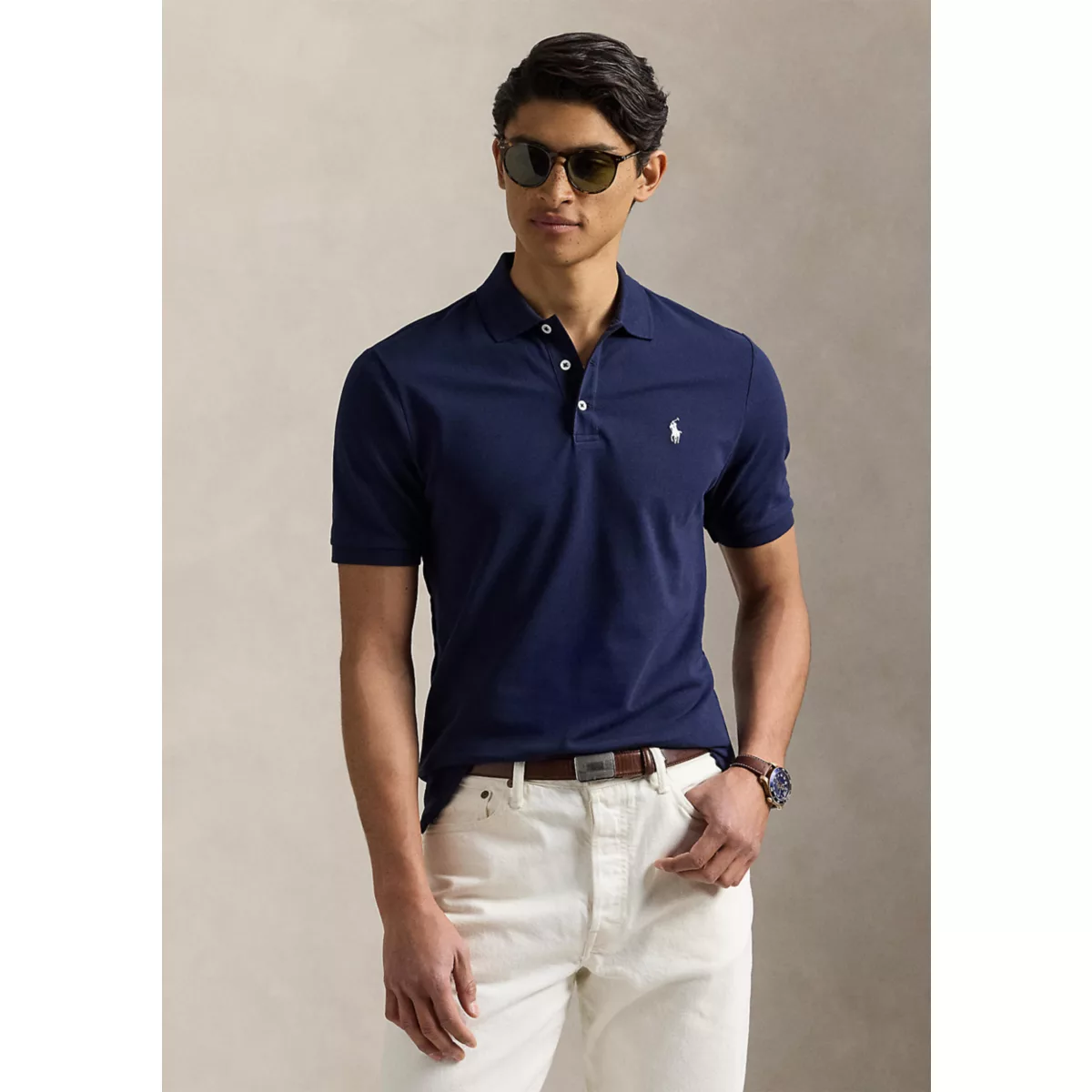 Classic Fit Stretch Mesh Polo Shirt - 1