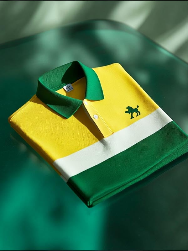 Camisa polo a rayas ejecutivo casual de manga corta para hombre