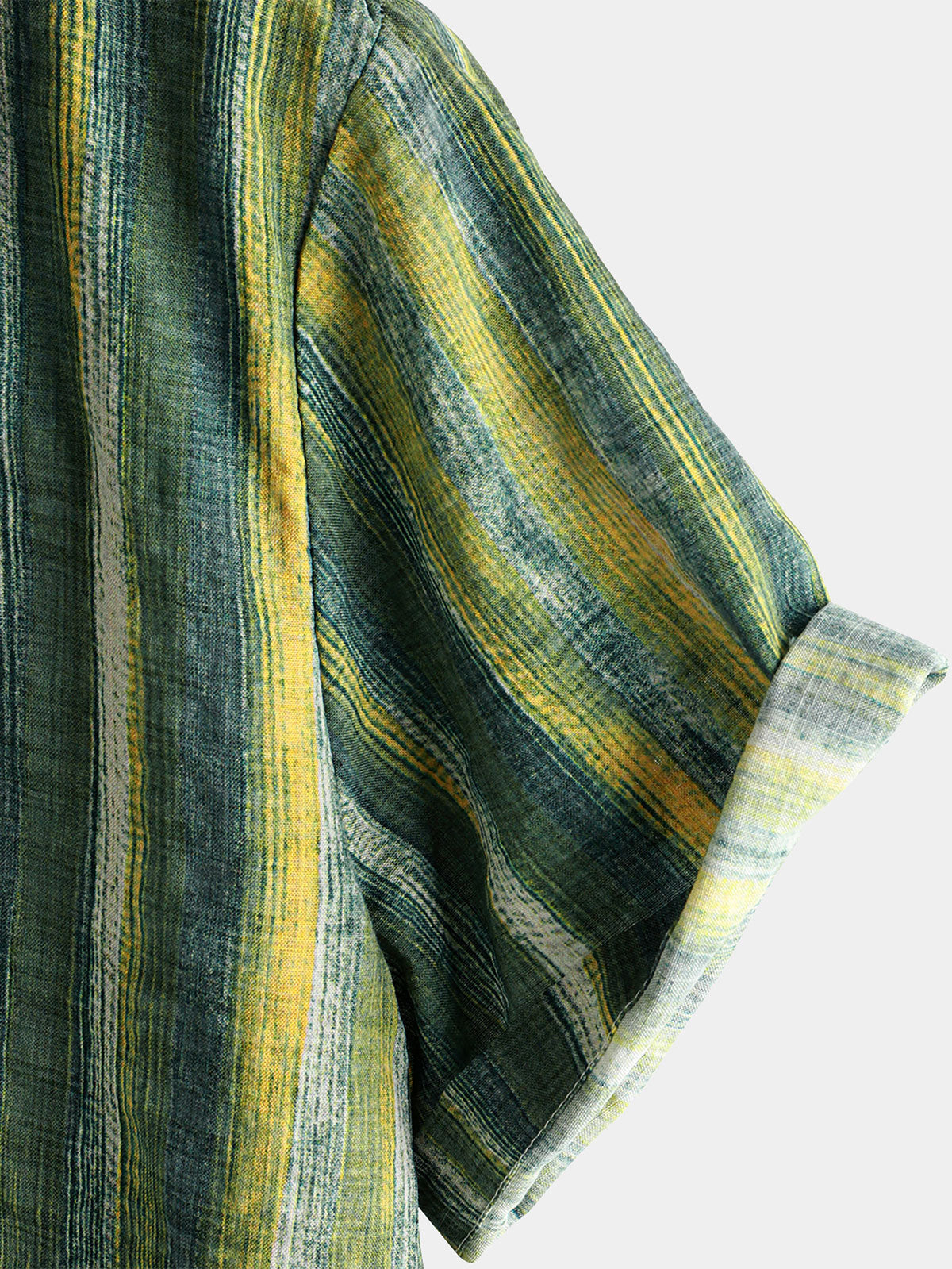Camisa retro Green a rayas de manga corta para hombre