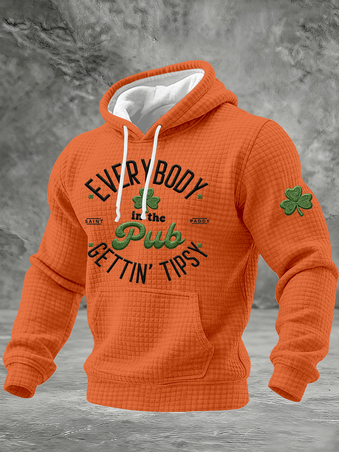 Sudadera St. Patrick's Day estampado Checkered con gorrasucha para hombre