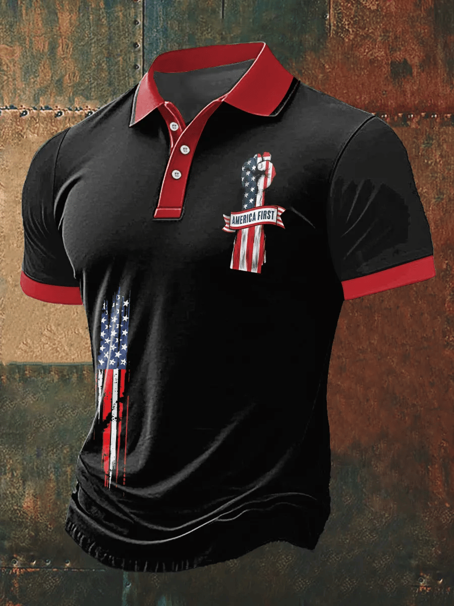 Camisa polo America First estampado para hombre