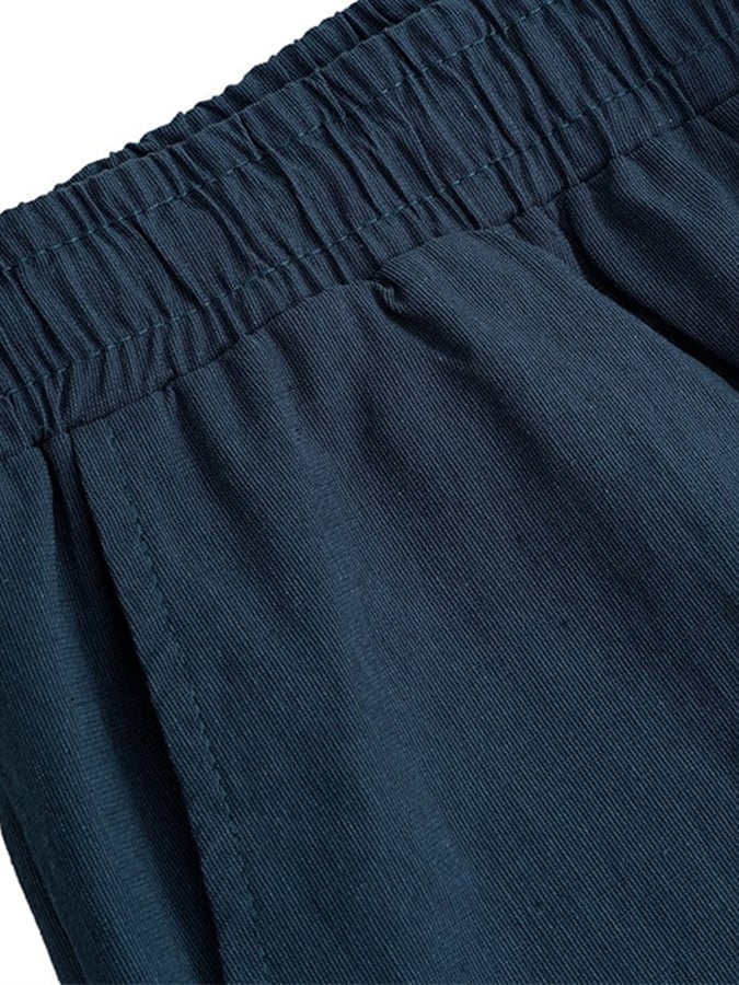 Pantalón retro de color sólido Design Elastic Waist Lace-Up casual para hombre