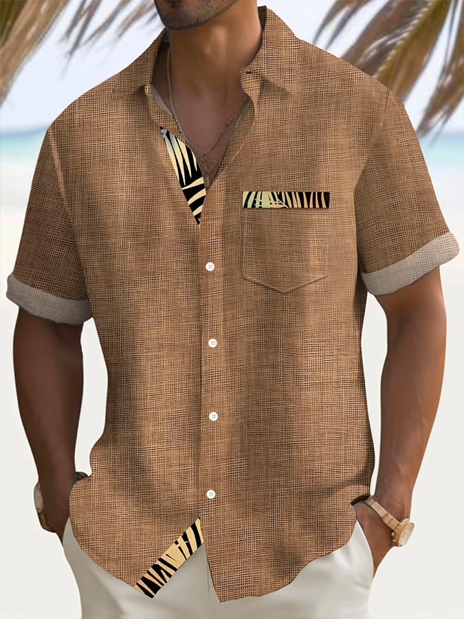 Abstract Textured estampado Pockecamiseta para hombre