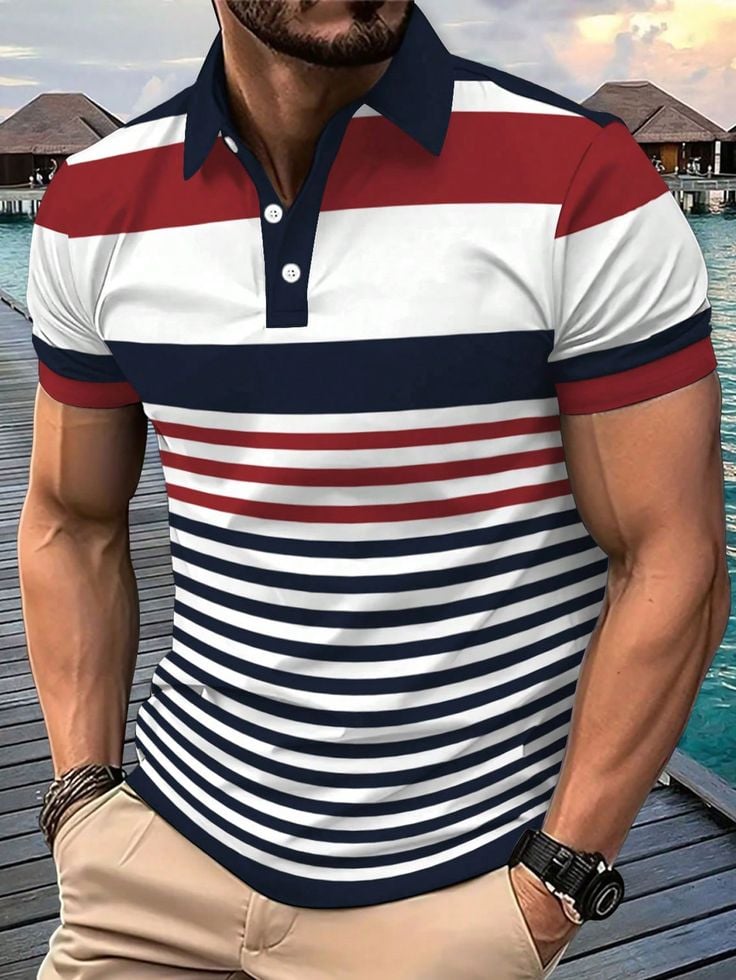 Camisa polo ejecutivo Logo con botones de manga corta para hombre