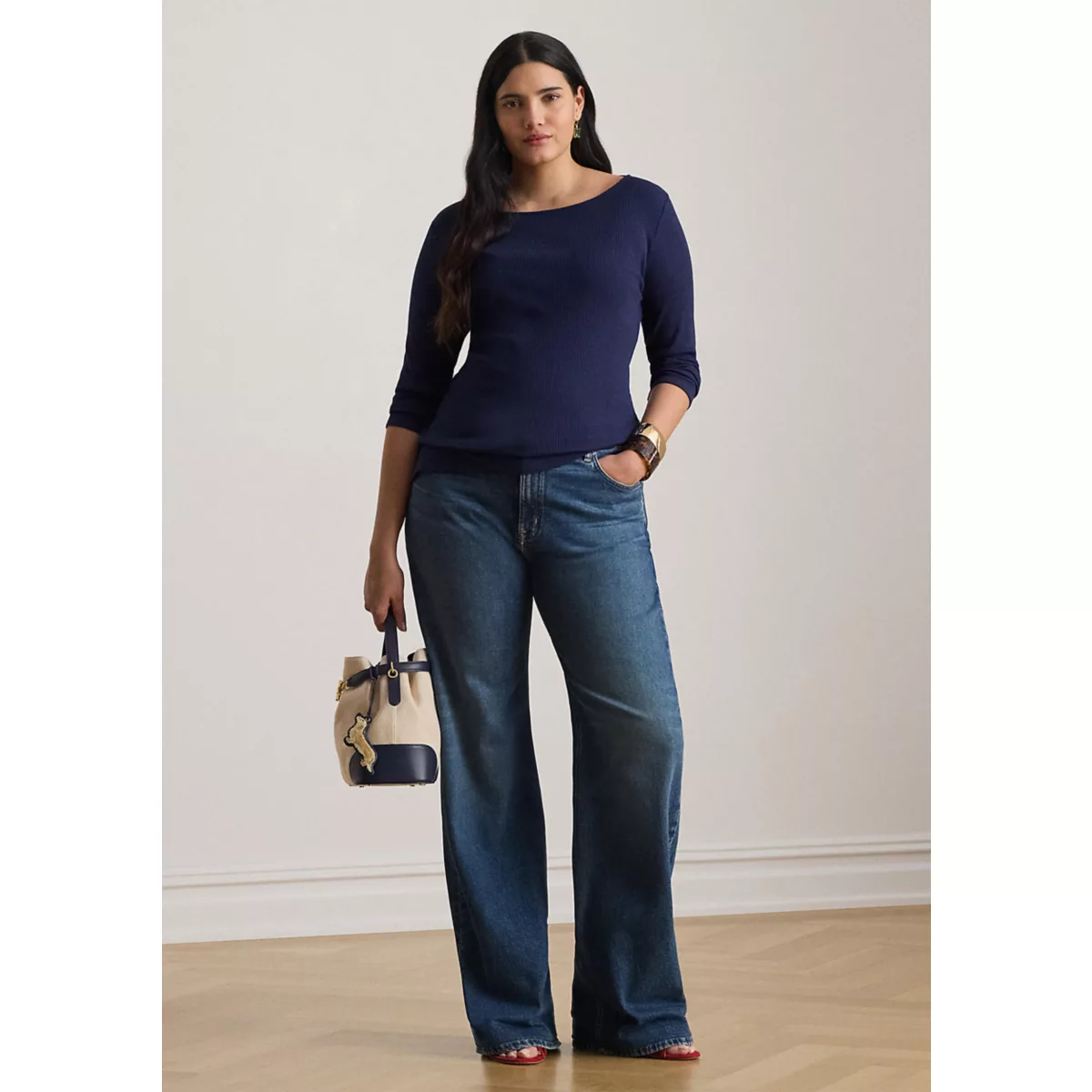 Plus Size Slub Jersey Puff-Sleeve Top - 3