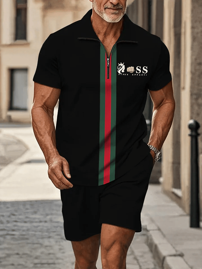 Camisa polo retro Letter Design casual ejecutivo de manga corta Comfortable And transpirable Suit para hombre