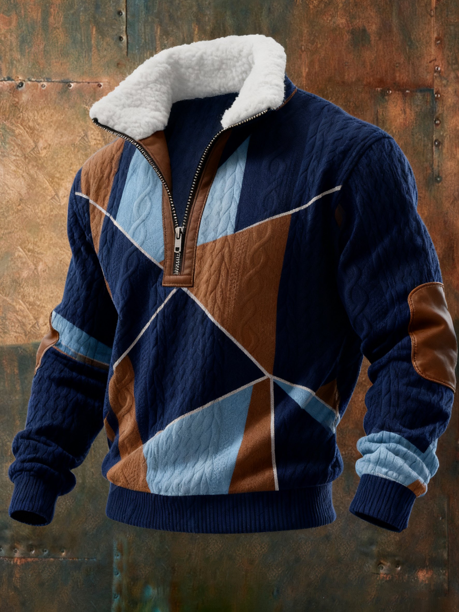 Sudadera Cable texturizado estampado casual para hombre