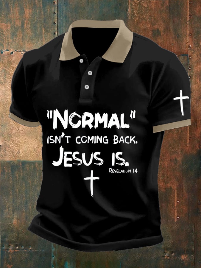 Camisa polo retro Faith casual estampado para hombre