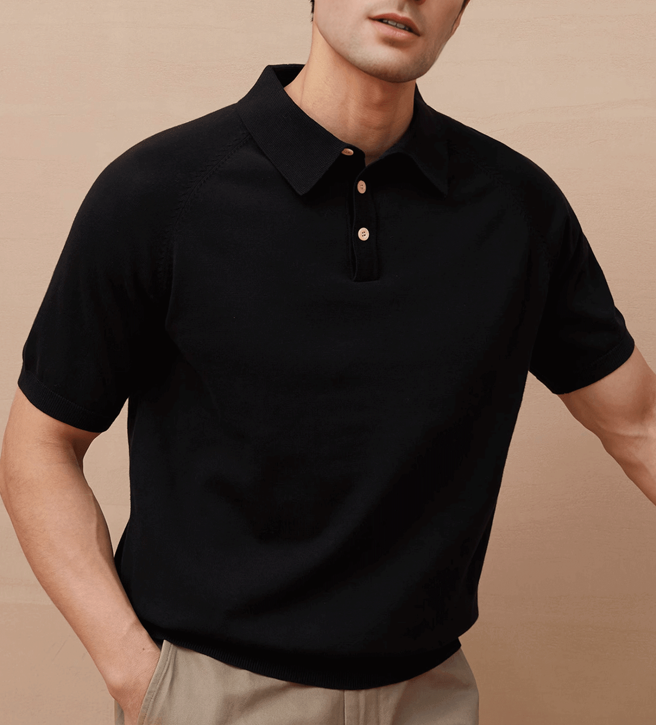 Gentletejido de manga corta tejidoted Polo
