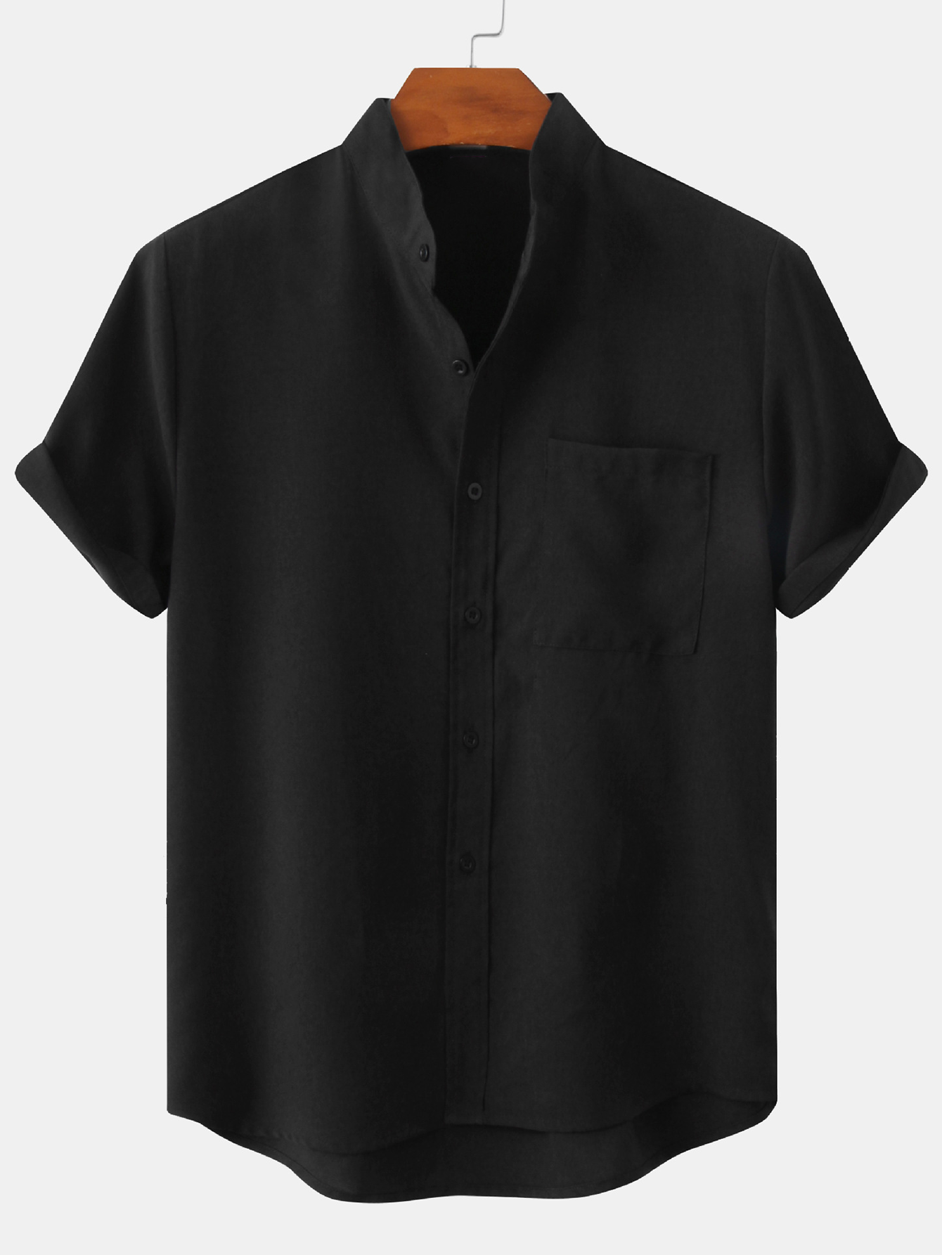 Camisa Man Stand Collar Whit Pocket