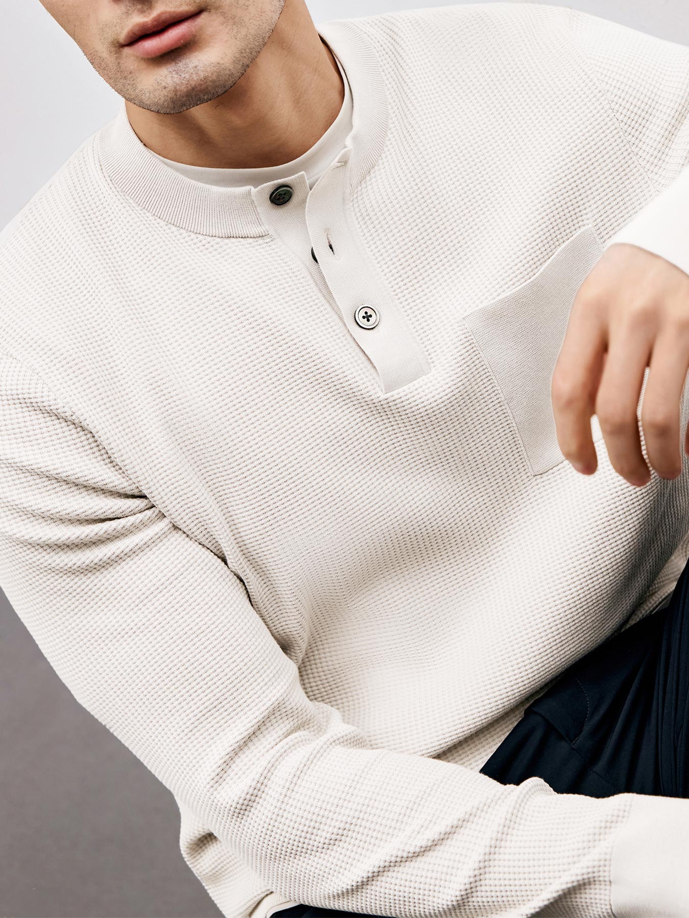Gentletejido Buttoned Waffle Sweater