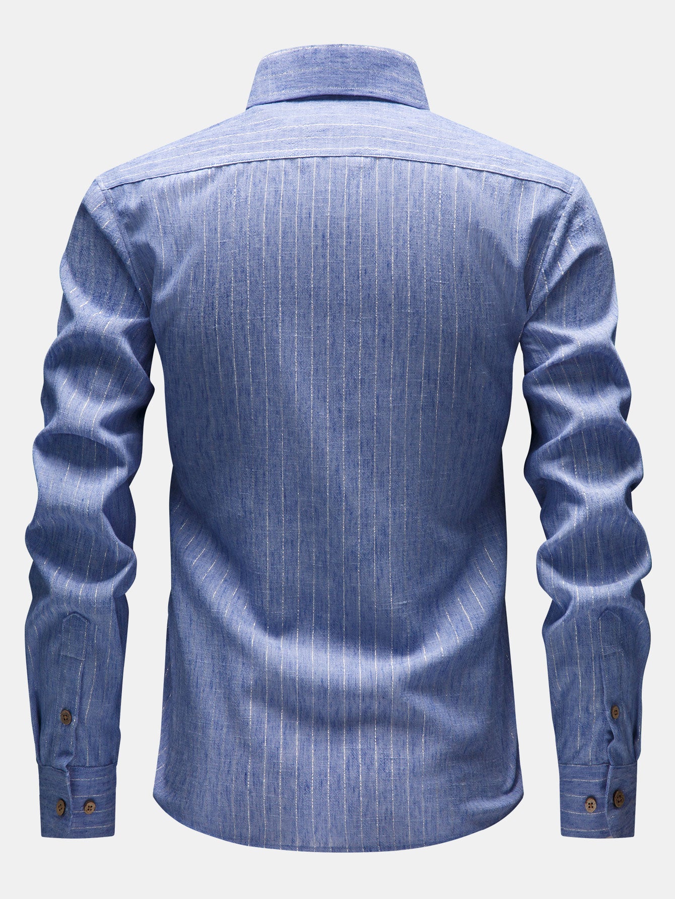 Camisa de manga larga rayas de lino Look Button Up