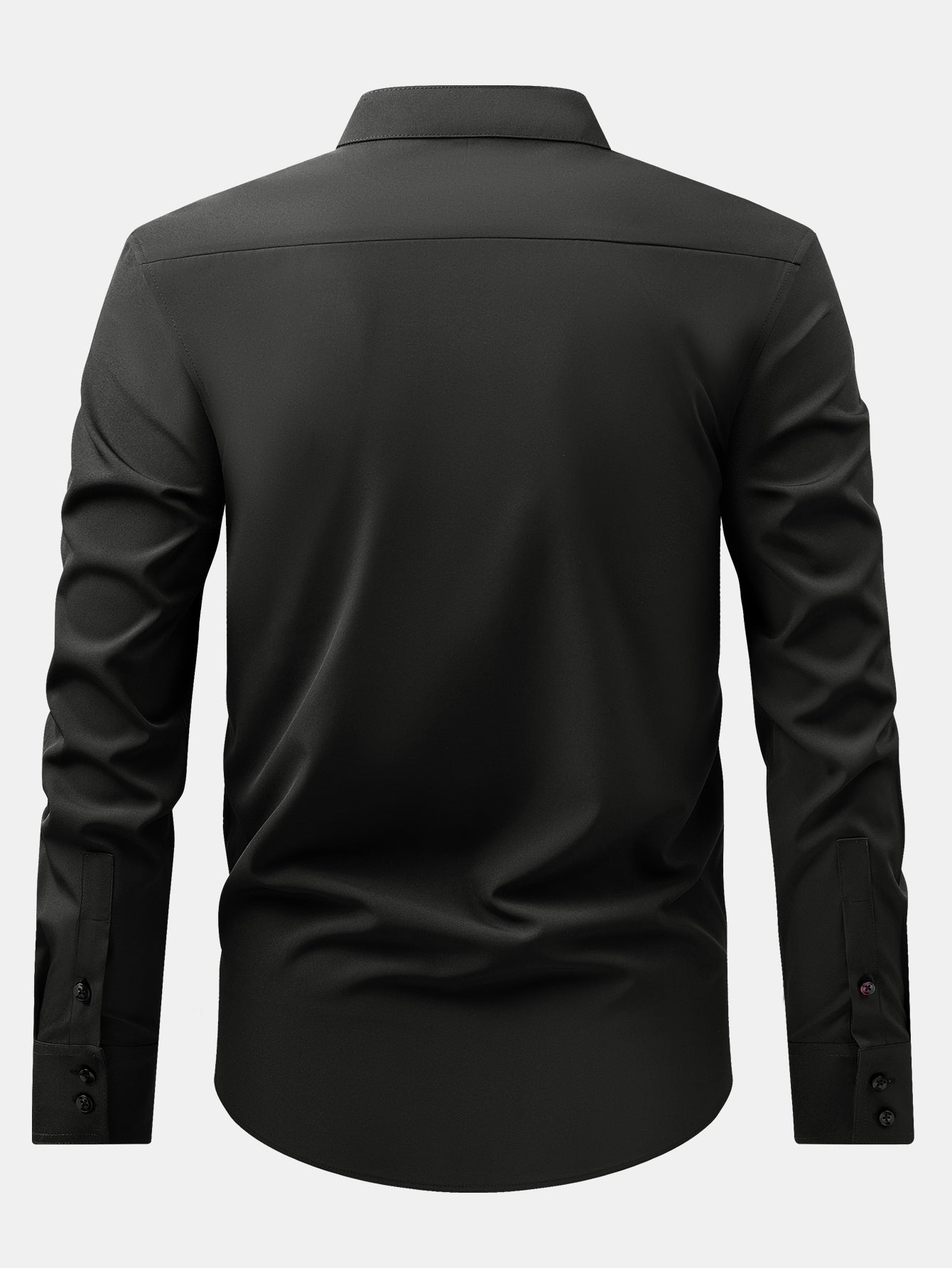 Camisa de vestir Non-Iron Hidden Placket Stand Collar