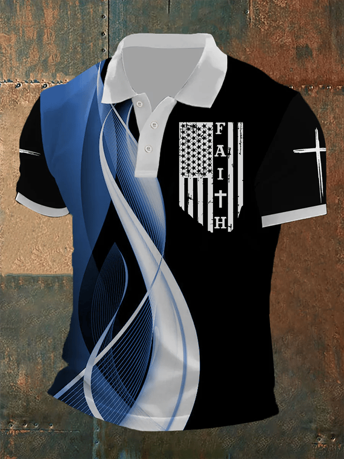 Camisa polo Faith estampado de manga corta para hombre