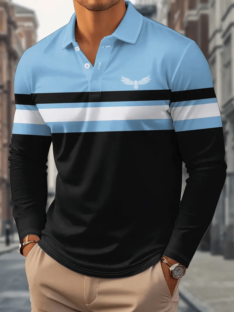 Ejecutivo casual a rayas con botones Polo para hombre