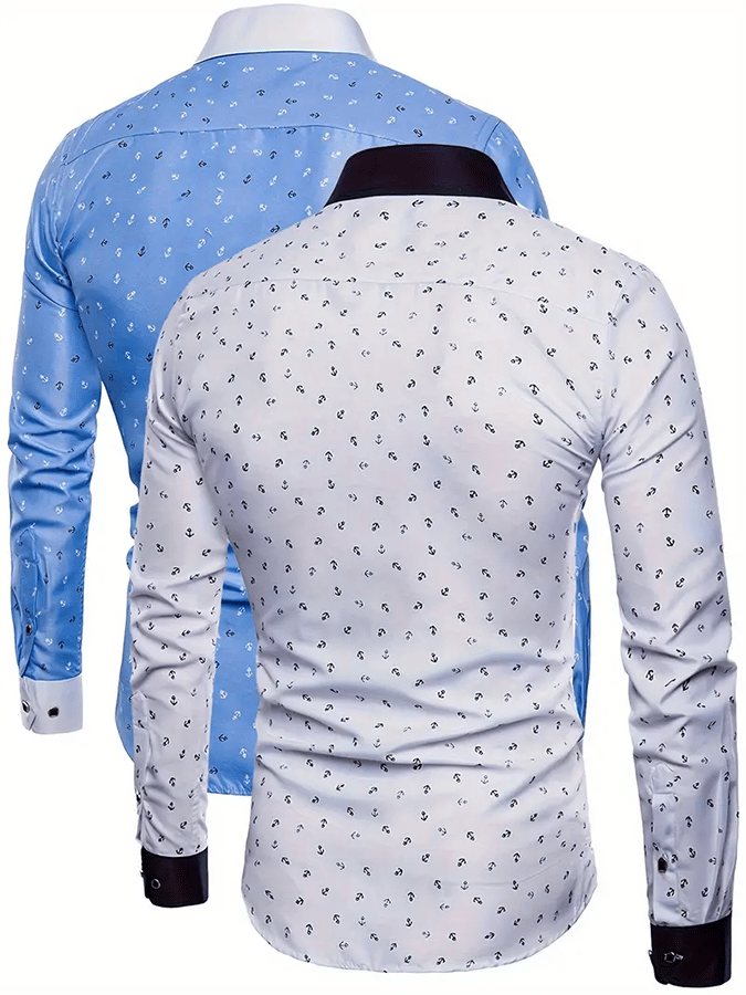Camisa geométrico ejecutivo casual para hombre