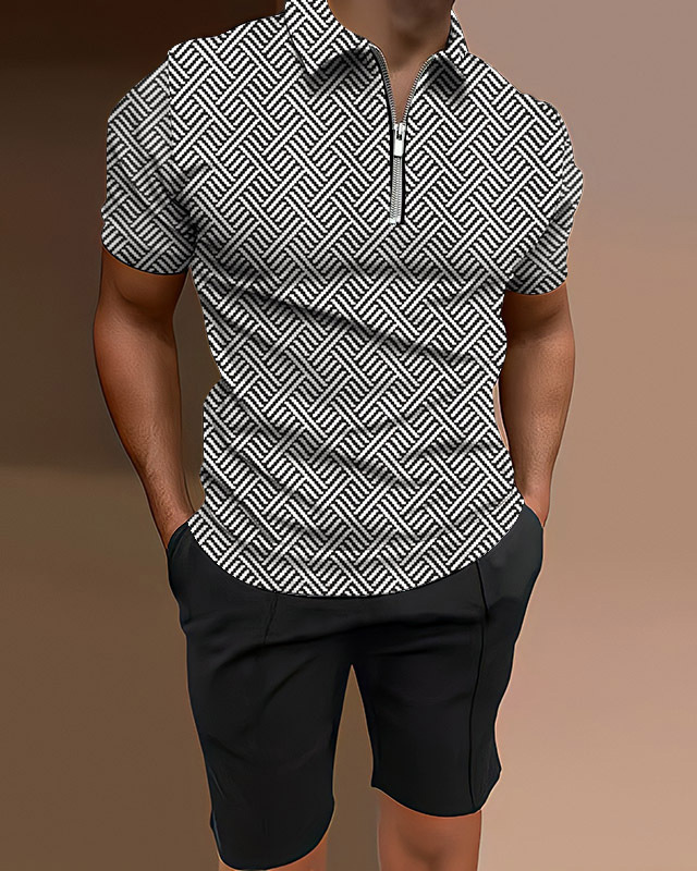 Conjunto de dos piezas camisa polo casual texture para hombre