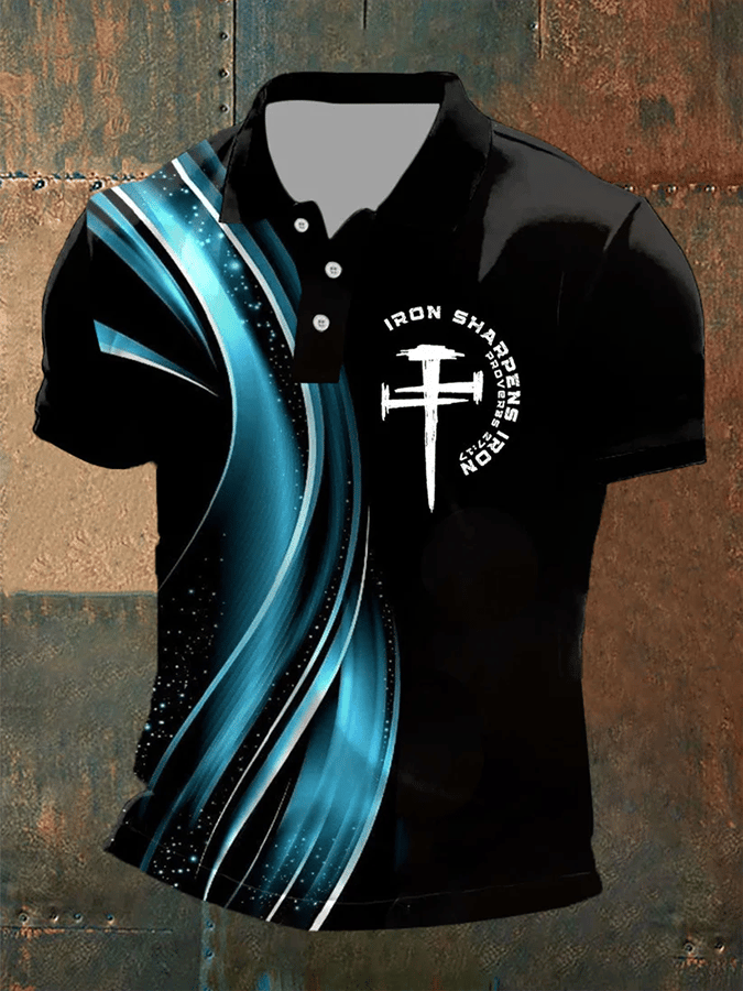 Camisa polo Faith geométrico estampado casual para hombre