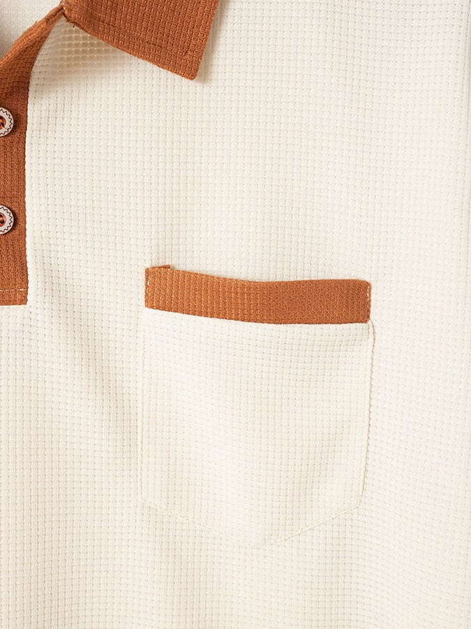 Camisa polo Waffle Fabric de moda casual (With bolsillos) para hombre