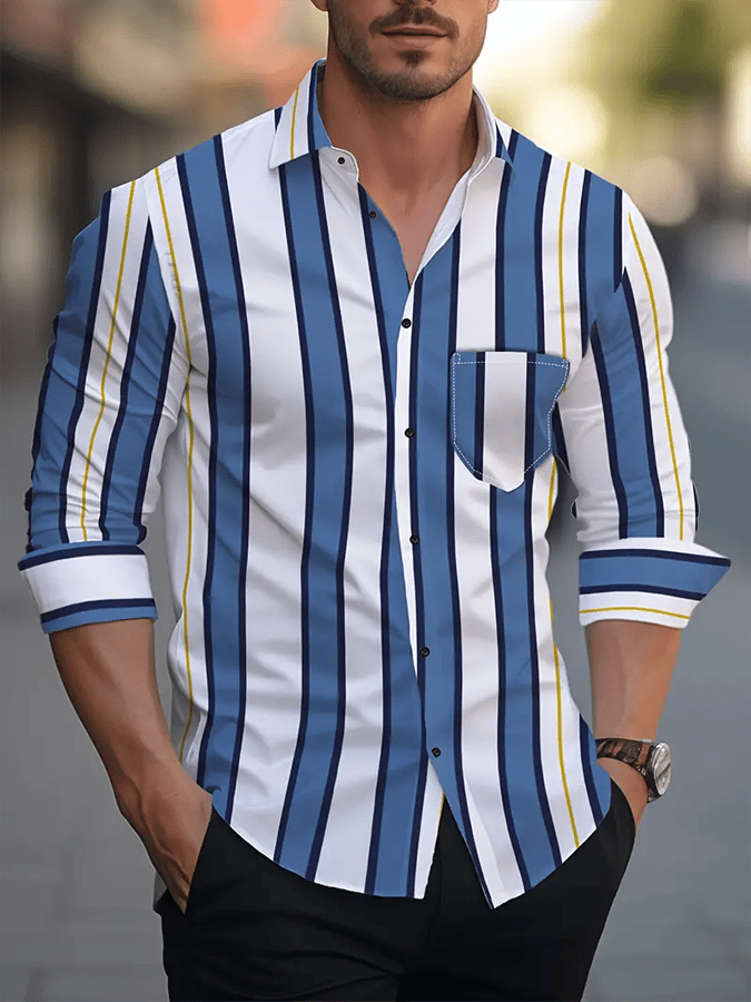 Camisa a rayas ejecutivo casual para hombre