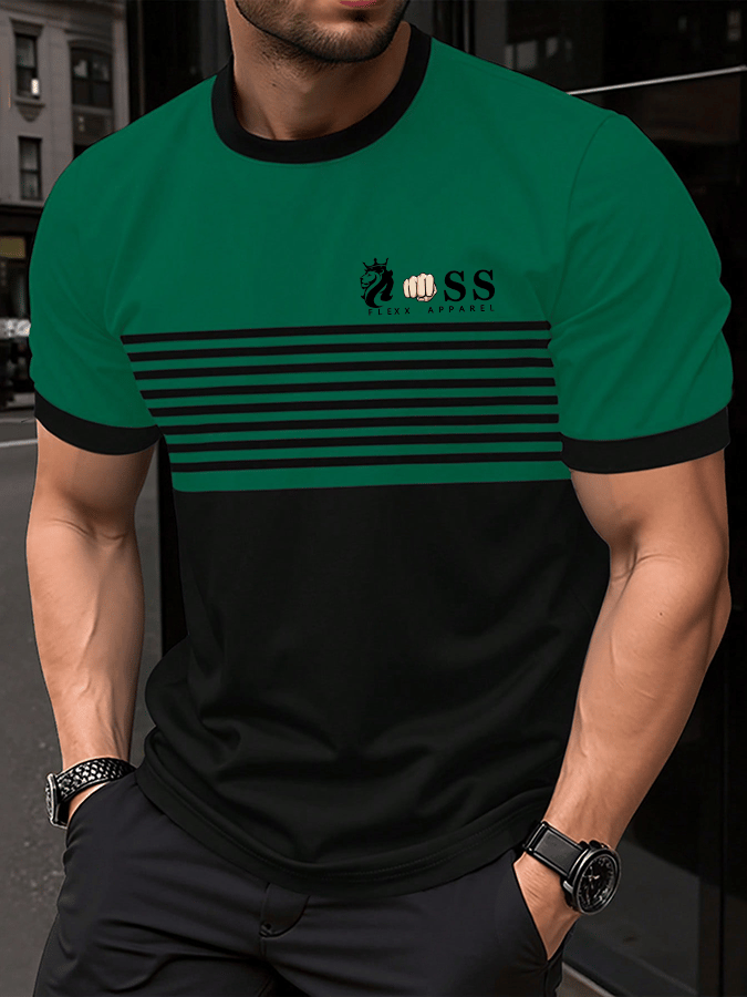 Camiseta retro Letter estampado cuello redondo para hombre