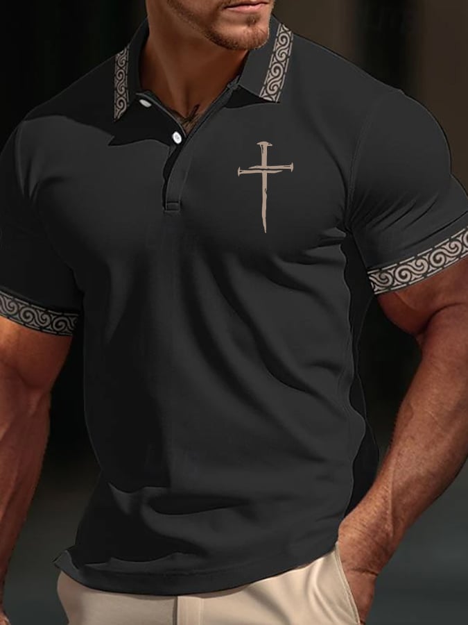 Camisa polo Nail Cross estampado para hombre