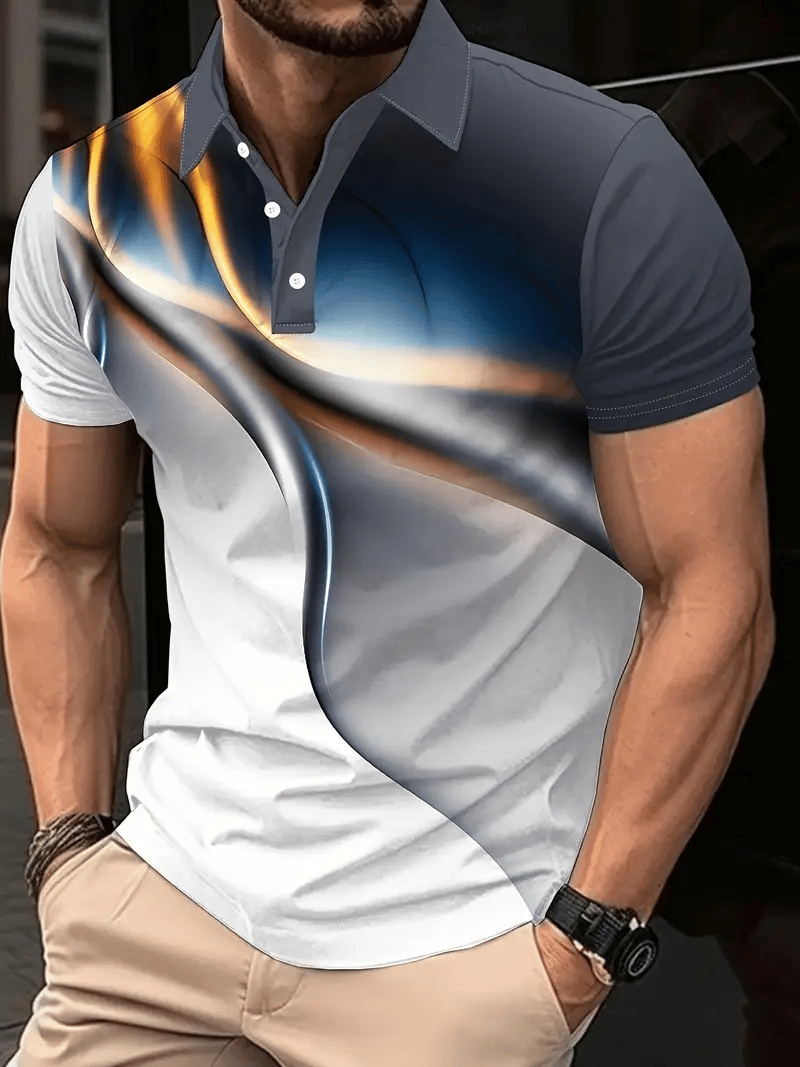 Camisa polo clásico ejecutivo Logo Button de manga corta para hombre